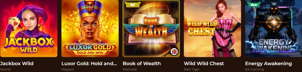 Podgląd kolekcji automatów online w kasynie Mino